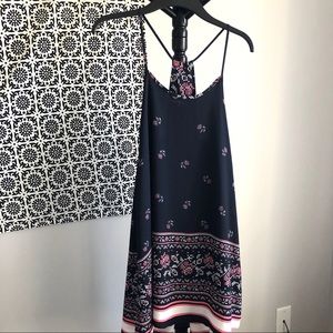 Navy Floral Chiffon Dress
